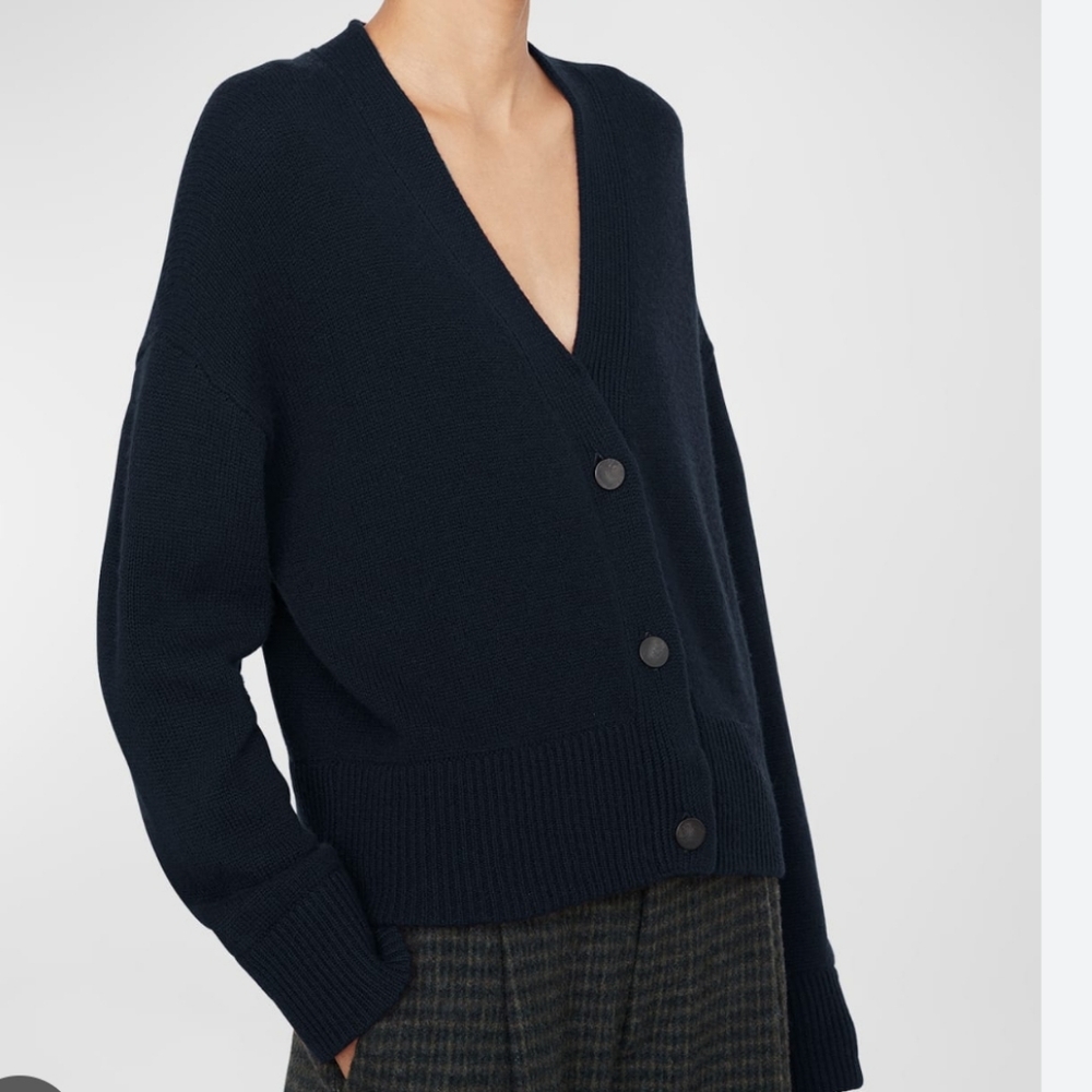 NWT Vince Wool Cashmere Shaker Fisherman Rib Cardigan Buttons